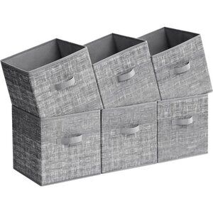 Storage Cubes, 11.8-Inch Non-Woven Fabric Bins with Double Handles, Set of 6